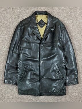 Vintage J Ferrar Black Genuine Lambskin‎ Leather Button Front Jacket Men’s Large